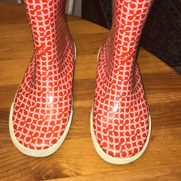 COACH URSULA WOMEN’S RAIN BOOTS ORANGE SIZE 7 - Picture 3 of 7